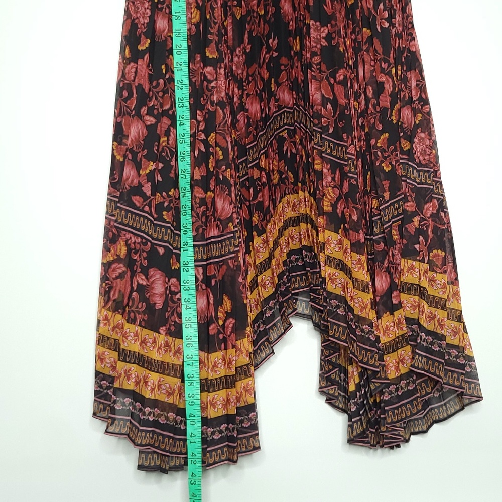 ALICE + OLIVIA Katz Asymmetrical Micro Pleated Silk Flowy Boho Maxi Skirt size 2 - Picture 10 of 10